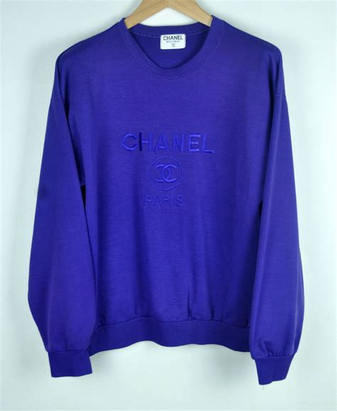 chanel embroidered sweatshirt|vintage chanel sweater.